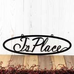 Custom Cursive Family Last Name Hanging Oval Metal Sign