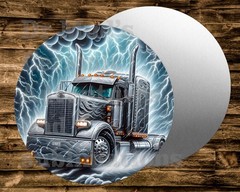 SEMI TRUCK 18 WHEELER TRACTOR Metal Round Sign Wreaths Crafts & miniatures