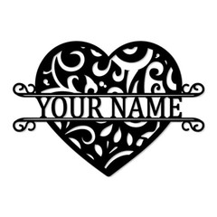 Personalized Heart Metal Name sign Home Decor Decorative wall Art Best Love Gift
