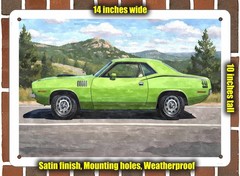 Metal Sign – 1970 Plymouth Cuda 23 Watercolor – 14×10