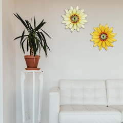 Hogardeck 2 PCS 11″ Metal Sunflower Wall Decor for Indoor Outdoor, Sunflower Kit