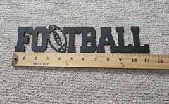 Metal Football Text College Sports Welded Handmade Cut Sign Blue Gray