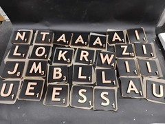 Lot of 27 Assorted Scrabble Tiles 4″ x 4″ Farmhouse Rustic Sign Wall Art