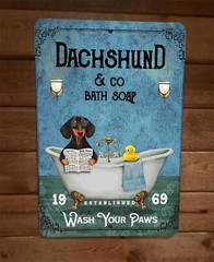 Dachshund Bath Soap 8×12 Metal Wall Sign Animal Poster #7