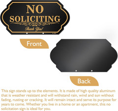 No Soliciting Sign for House with Stake – 50-mil Thick Aluminum – 5×10 Inch/37 I