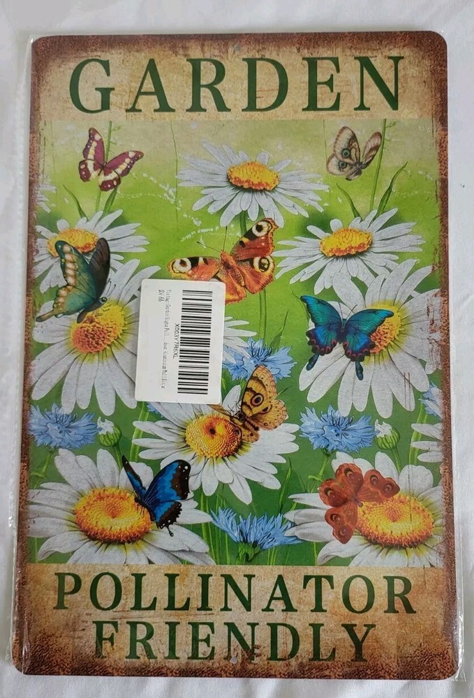 Vintage Garden Signs Pollinator Friendly Retro Yard Metel Tin Signs outdoor…