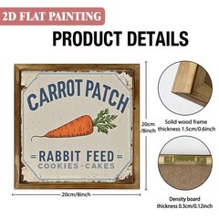 Carrot Patch Rabbit Feed Wooden Plaque Easter Retro Farmhouse Wall Decoration