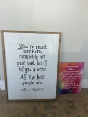 2pc Alice in Wonderland Mad Hatter Quote Wood Wall Plaques Decorative Set