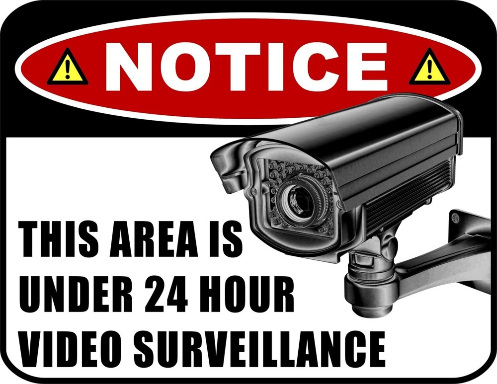 Blinking Red LED Laminated Camera Sign This Area is Under 24 Hour Video