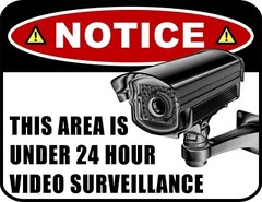 Blinking Red LED Laminated Camera Sign This Area is Under 24 Hour Video