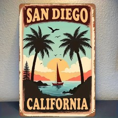 20.32×30.48 cm Metal Sign “Vintage Style: San Diego California Painting”