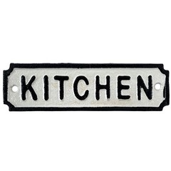 Old Fashioned Cast Iron Kitchen Sign with Aged Paint Finish 7.5 inches