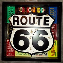 Vintage Colorful Route 66 & Peace Wall Art By Aaron Foster…Mixed Materials
