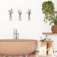 Pigort 3 Pieces Metal Flowers Wall Arts Rustic Farmhouse Style Décor Metal Wall