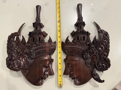 RAMA and SITA INDONESION, Wood Face Mask Carvings Wall hanging, Decor