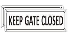 Keep Gate Closed Sign for Fence, (2 Pack) Metal Close Gate Signs, 10″ x 3.5″ …
