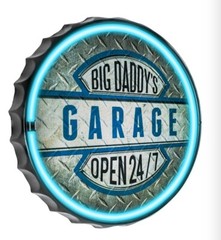 Big Daddy’s Garage Neon LED Light Rope Bottle Cap Sign – Led Neon Light Up Sign