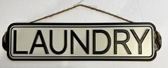 15″ X 4″ Metal Laundry Sign-Great Bathroom Decor-Classic Black & White Design