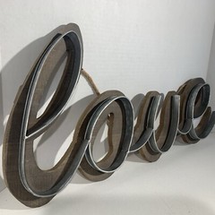Rustic Farmhouse Wooden Metal Love Sign Wall Hanging Decor