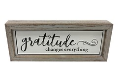 Rustic Gratitude Placards of Wood and Metal Signs, 12″ x 5″ Framed Enamel Wal…