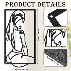 3 Pcs Modern Minimalist Abstract Metal Wall Art Woman Body Artwork Black