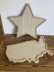 Wooden Star and United States Map USA Wood Tray | Charcuterie Board | Decor NEW