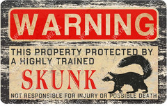 Skunk Warning Skunk Mtal Signs Vintage Warning Tin Sign Retro Decor for Home Gar