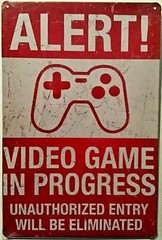 TIN SIGN 8×12 Alert video game room gamer funny teen adult home dorm man cave
