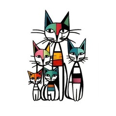 Metal Cat Wall Art Decor – Iron Mid Century Modern Sculpture | Colorful Retro…
