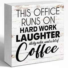 Rustic White Wood Funny Office Humor Quote Farmhouse Desk Wooden Sign Gift