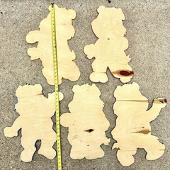 Vintage Set of 5 Handmade Care Bears Wood Cutouts Wall Decor Each 22” X 13”