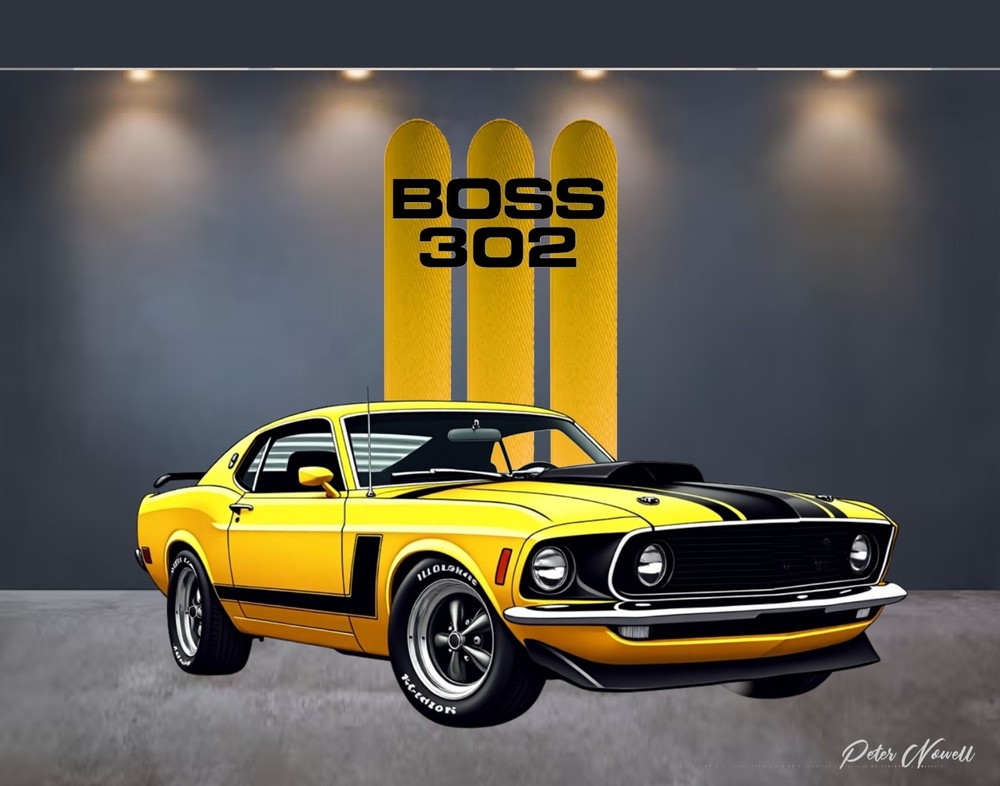 Mustang Boss 302 Art Choice Of Photo, Tin Sign, Mouse Pad or Framed