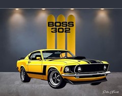 Mustang Boss 302 Art Choice Of Photo, Tin Sign, Mouse Pad or Framed