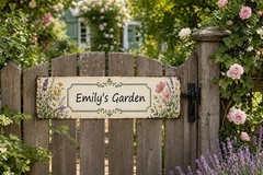 Custom Metal Garden Sign Personalized Name Sign Floral Garden Decor