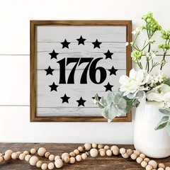 Rustic 1776 Patriotic Wooden Plaque 4th of July USA Farmhouse Wall Art Decor