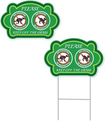 No Peeing and No Pooping Dog Sign, 2 Pack with 1 Metal Stake, DoubleSided, W…