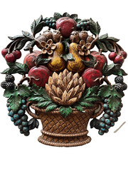 Vintage 1966 Colorful Syroco Fruit Basket Wall Plaque 12×12