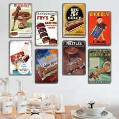Retro Metal Tin Sign Chocolate Wall Decor Kitchen Cafe Bar Poster