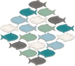 20 Pcs Wooden Fish Wall Decor Nautical Coastal Wood Wall Art Nursery Beach Wood