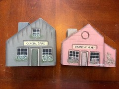 Rustic Wooden House-shaped Decorations Set of 2 Home Decor