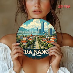 Da Nang Metal Sign Aluminum 8 Inch Round Funny Vietnam City Scenery Decor