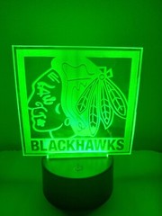 Edge Lit Tabletop Sign, Multi-Colored LED, Chicago Blackhawks, Art, Night Light