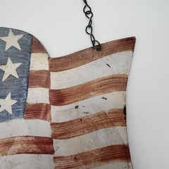 VTG Sheet Metal 13-Star Betsy Ross American Flag Hanging Sign Patriotic Decor