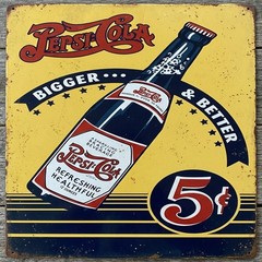 Pepsi-Cola Bigger & Better 12 x 12 Square Vintage Novelty Metal Sign USA New!