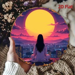 Round Metal Sign Aluminum Sign 8 Inch Round Decorative Sunset City Girl