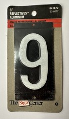 Hillman Sign Center Reflective Number “9” NOS 3inch