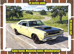 Metal Sign – 1969 Plymouth Road Runner 18 Watercolor – 14×10