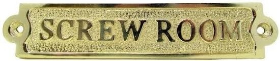 New Brass Metal Gold-Toned Small 6.25″ Screw Room Sign Plaque Nautical