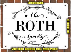 Roth Family Decorative Metal Door or Wall Plaque (Style 1)