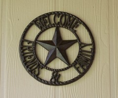 (1) Rustic Texas Welcome Plaque Heavy Cast Iron, 11 inch, H-109